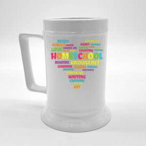 First Day Of School Homeschool Teacher Word Cloud Heart Beer Stein