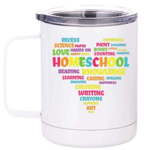 First Day Of School Homeschool Teacher Word Cloud Heart 12 oz Stainless Steel Tumbler Cup