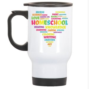 First Day Of School Homeschool Teacher Word Cloud Heart Stainless Steel Travel Mug