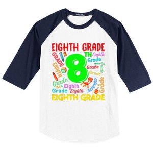 First Day Of Eighth 8th Grade Back To School Teacher Student Baseball Sleeve Shirt