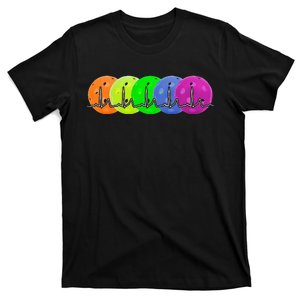 Funny Dink or Swim Pickleball Rainbow Pride Heartbeat EKG T-Shirt