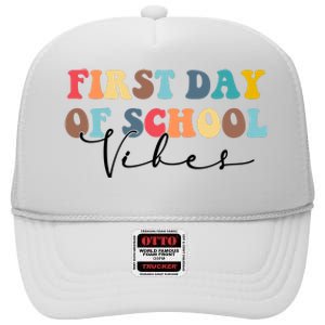 First Day Of School Vibes High Crown Mesh Back Trucker Hat