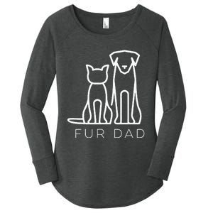 Fur Dad Pet Lover Cat Dog Dad Husband Funny Fathers Day Women's Perfect Tri Tunic Long Sleeve Shirt