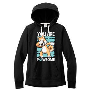 Funny Dog Puns Awesome Dog Funny Pawsome Dabbing Dog Cartoons Dog Women's Fleece Hoodie