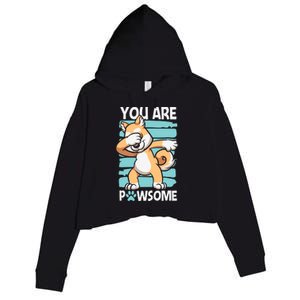 Funny Dog Puns Awesome Dog Funny Pawsome Dabbing Dog Cartoons Dog Crop Fleece Hoodie