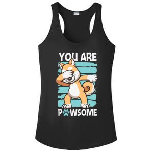 Funny Dog Puns Awesome Dog Funny Pawsome Dabbing Dog Cartoons Dog Ladies PosiCharge Competitor Racerback Tank