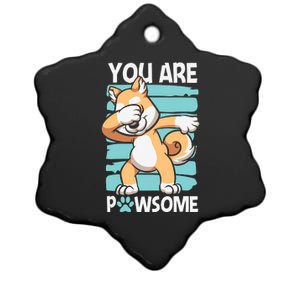 Funny Dog Puns Awesome Dog Funny Pawsome Dabbing Dog Cartoons Dog Ceramic Star Ornament