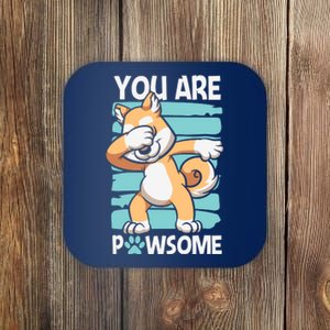 Funny Dog Puns Awesome Dog Funny Pawsome Dabbing Dog Cartoons Dog Coaster