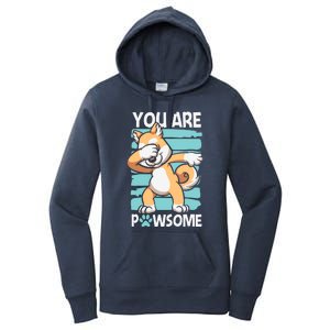 Funny Dog Puns Awesome Dog Funny Pawsome Dabbing Dog Cartoons Dog Women's Pullover Hoodie