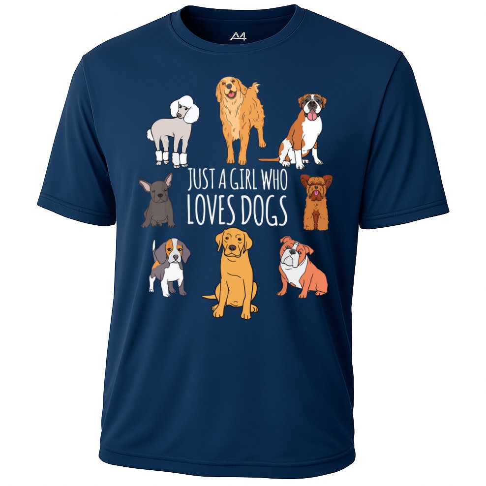 Fun Dog Puppy Lover Themed | Cute Just A Girl Who Loves Dogs Cooling Performance Crew T-Shirt
