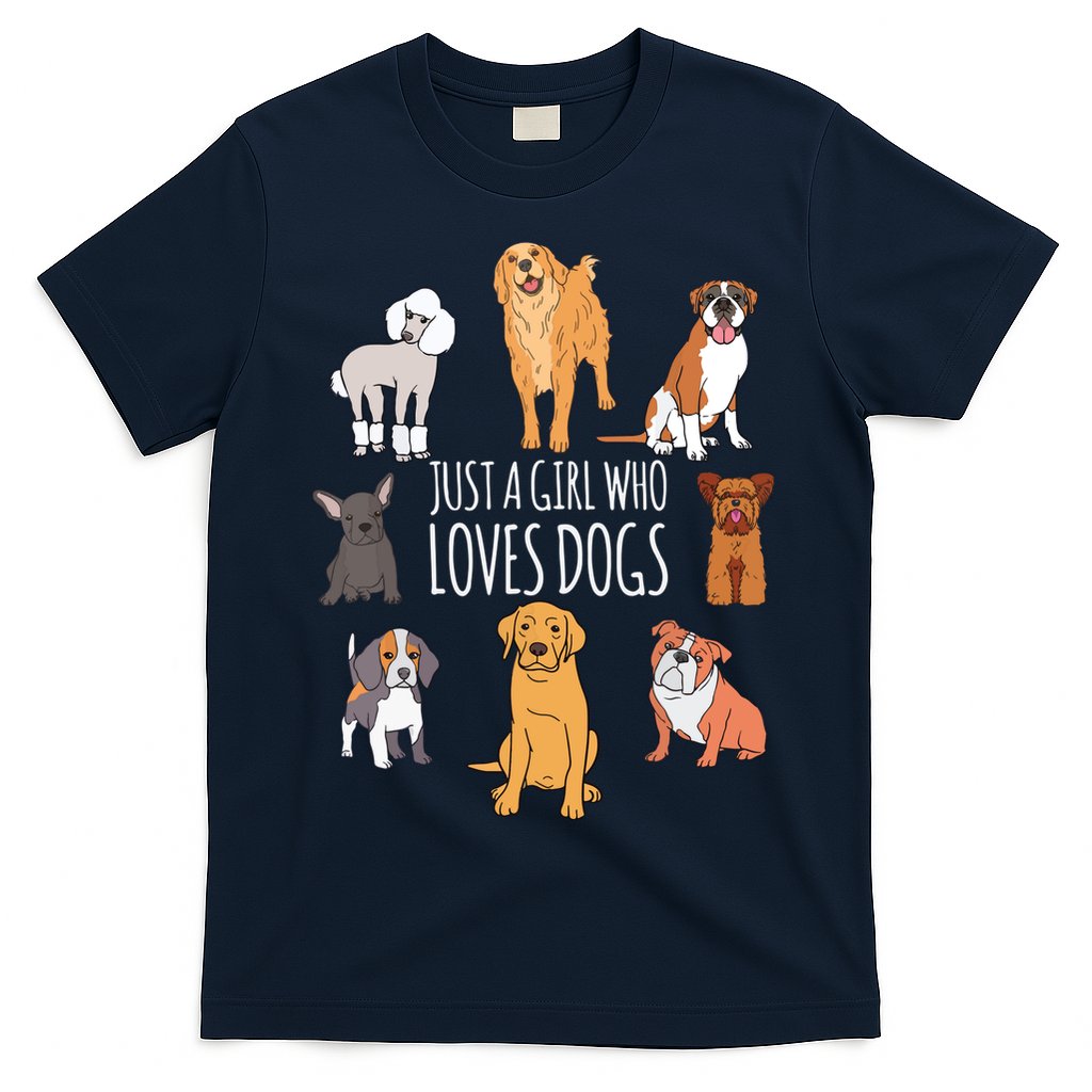 Fun Dog Puppy Lover Themed | Cute Just A Girl Who Loves Dogs T-Shirt
