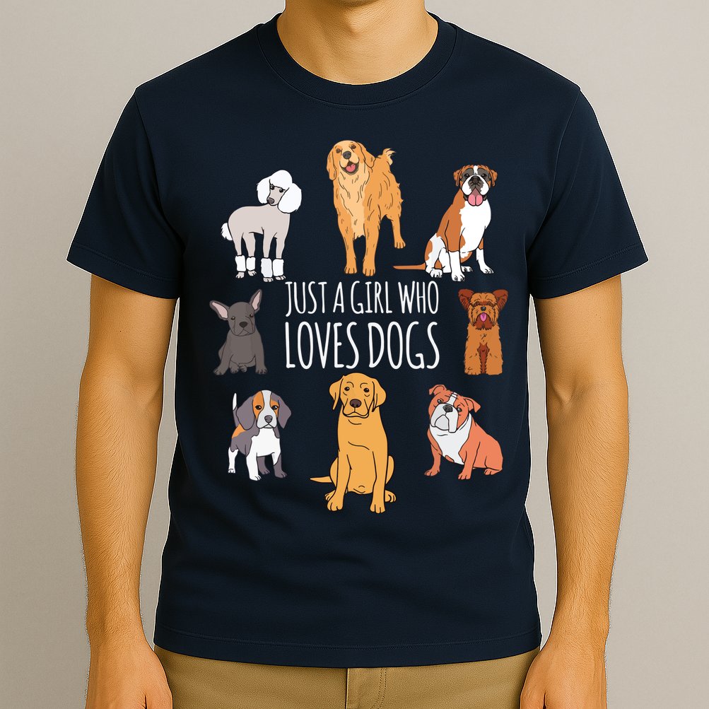 Fun Dog Puppy Lover Themed | Cute Just A Girl Who Loves Dogs T-Shirt
