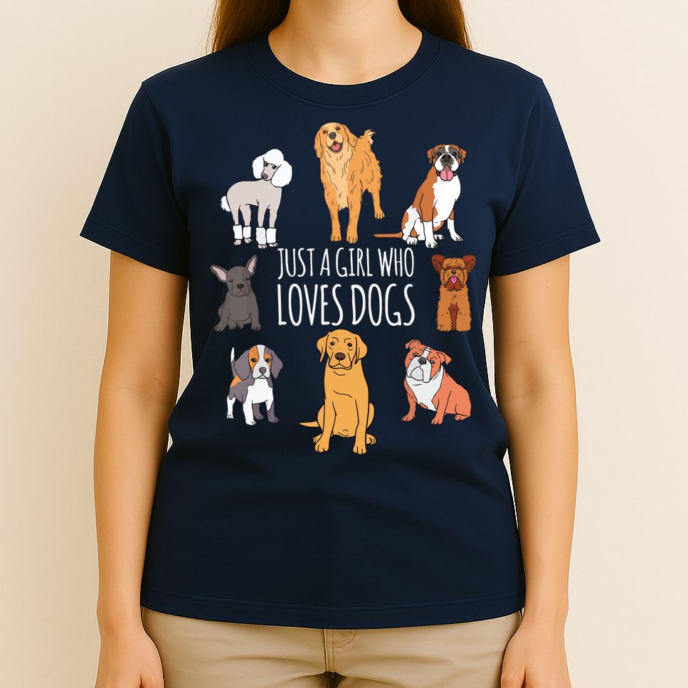 Fun Dog Puppy Lover Themed | Cute Just A Girl Who Loves Dogs T-Shirt