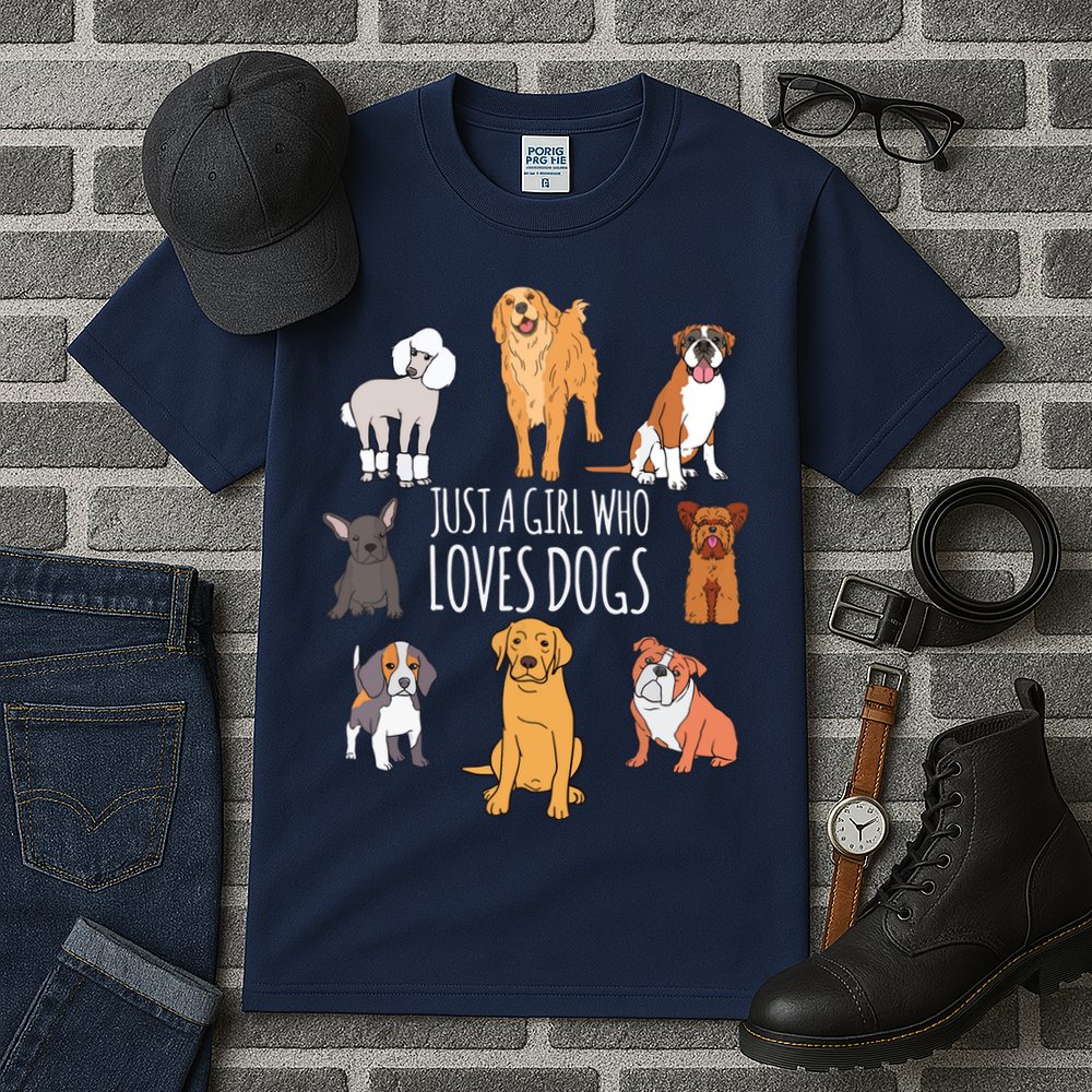 Fun Dog Puppy Lover Themed | Cute Just A Girl Who Loves Dogs Tall T-Shirt