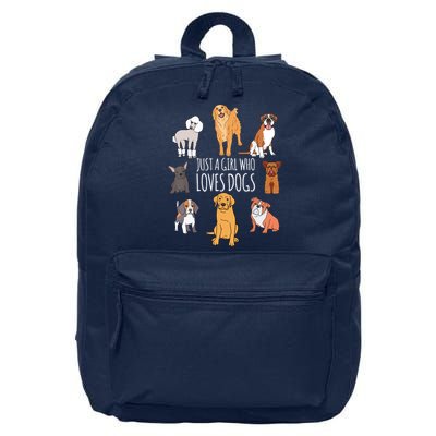 Fun Dog Puppy Lover Themed | Cute Just A Girl Who Loves Dogs 16 in Basic Backpack