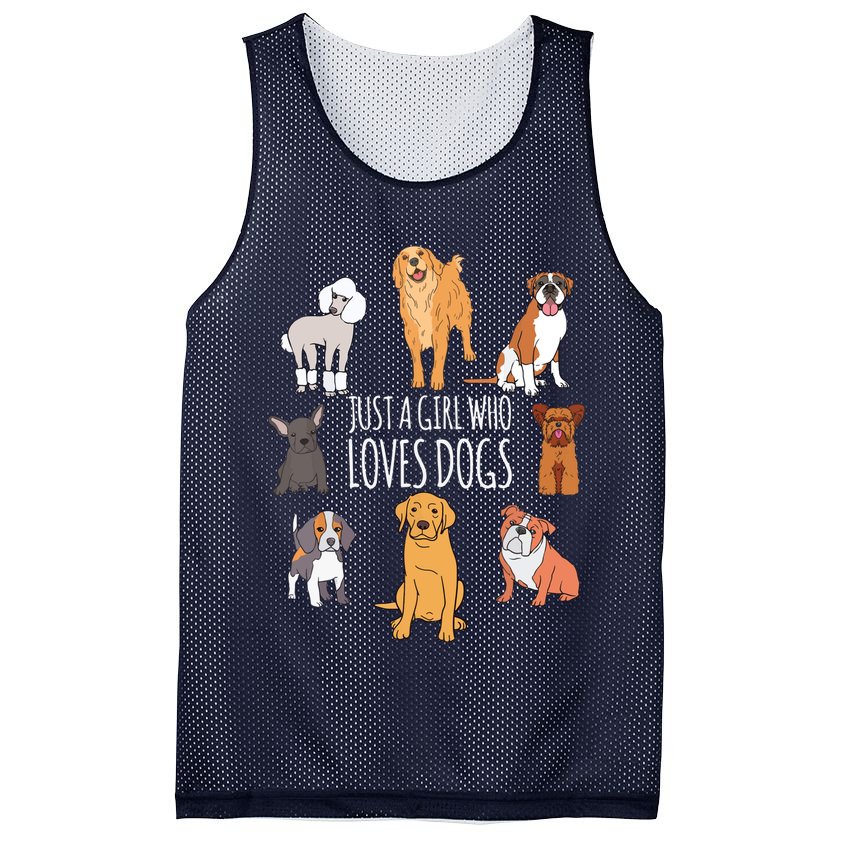 Fun Dog Puppy Lover Themed | Cute Just A Girl Who Loves Dogs Mesh Reversible Basketball Jersey Tank