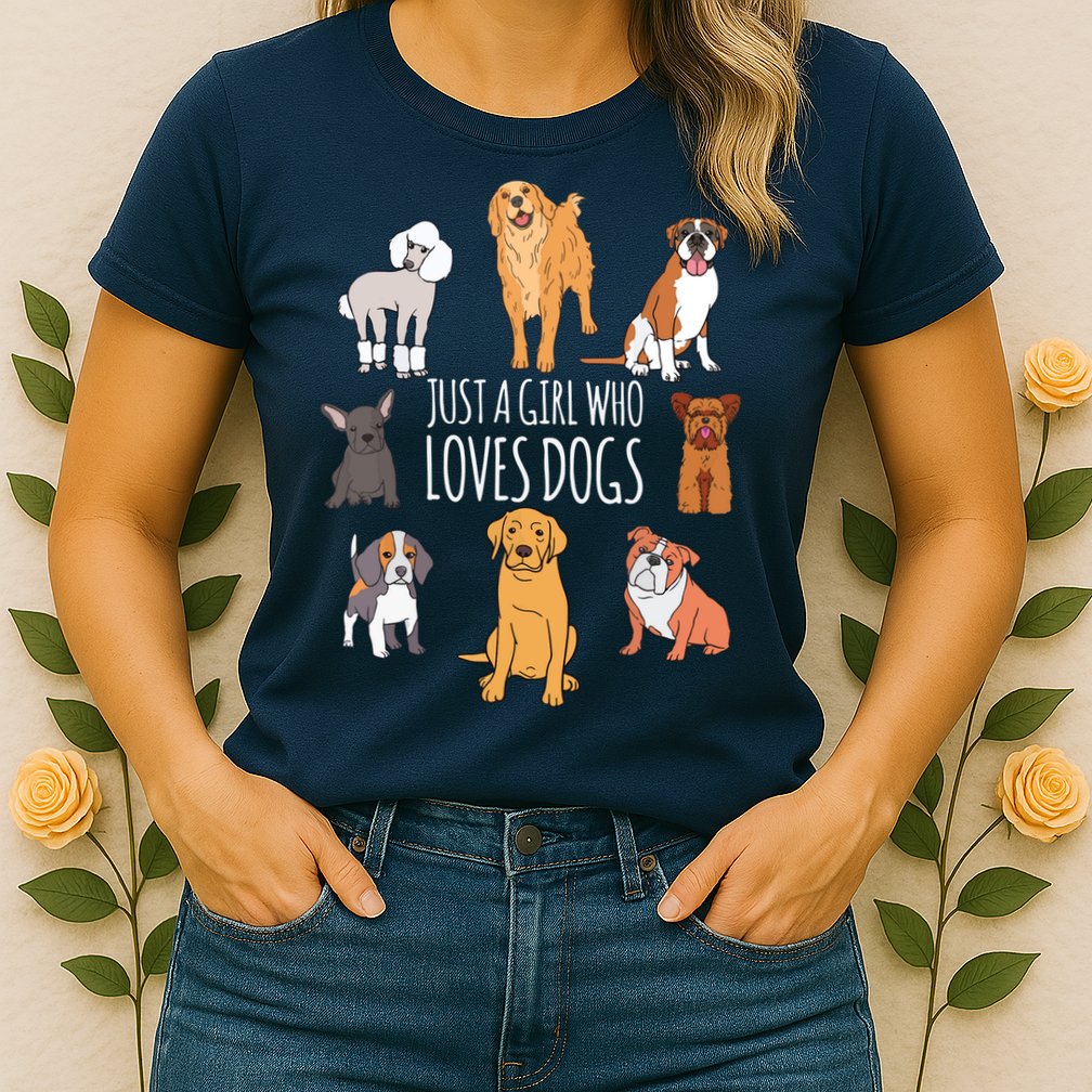 Fun Dog Puppy Lover Themed | Cute Just A Girl Who Loves Dogs Womens T-Shirt