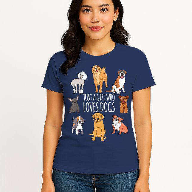 Fun Dog Puppy Lover Themed | Cute Just A Girl Who Loves Dogs Womens T-Shirt