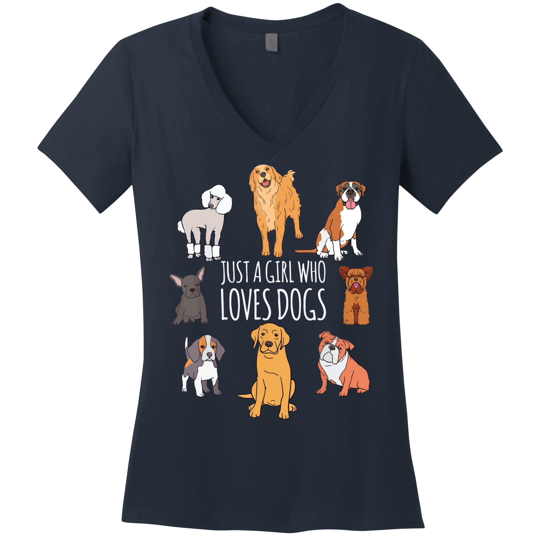 Fun Dog Puppy Lover Themed | Cute Just A Girl Who Loves Dogs Women's V-Neck T-Shirt