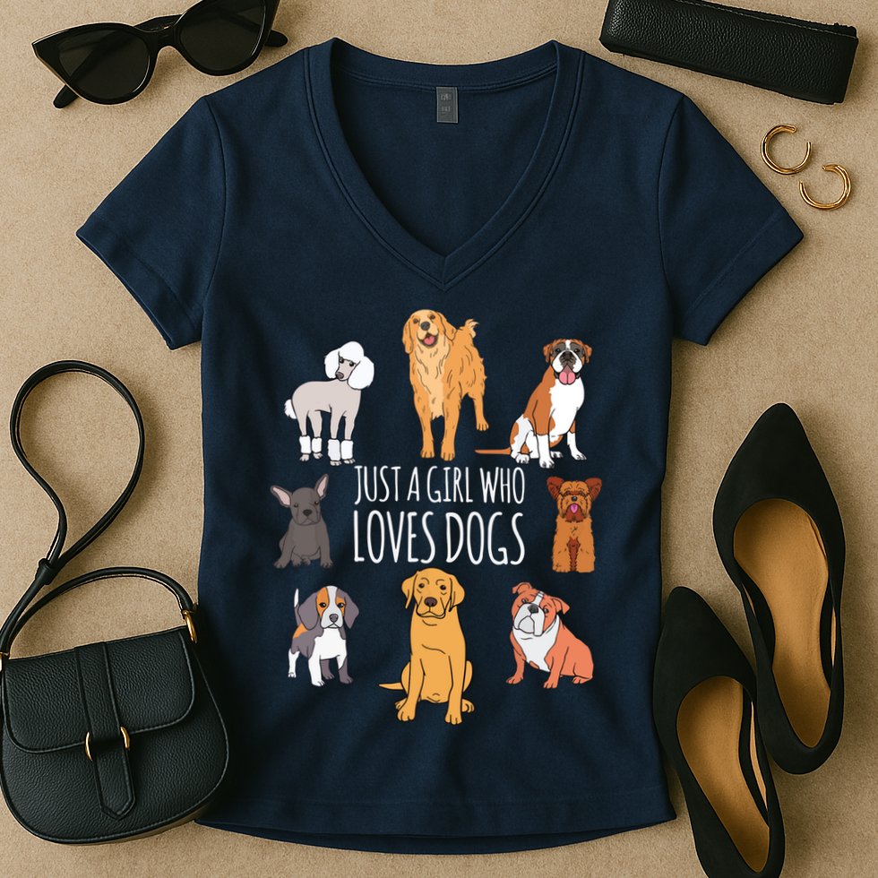 Fun Dog Puppy Lover Themed | Cute Just A Girl Who Loves Dogs Women's V-Neck T-Shirt