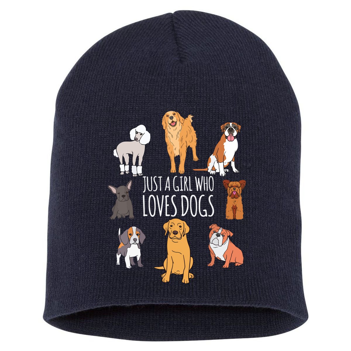 Fun Dog Puppy Lover Themed | Cute Just A Girl Who Loves Dogs Short Acrylic Beanie