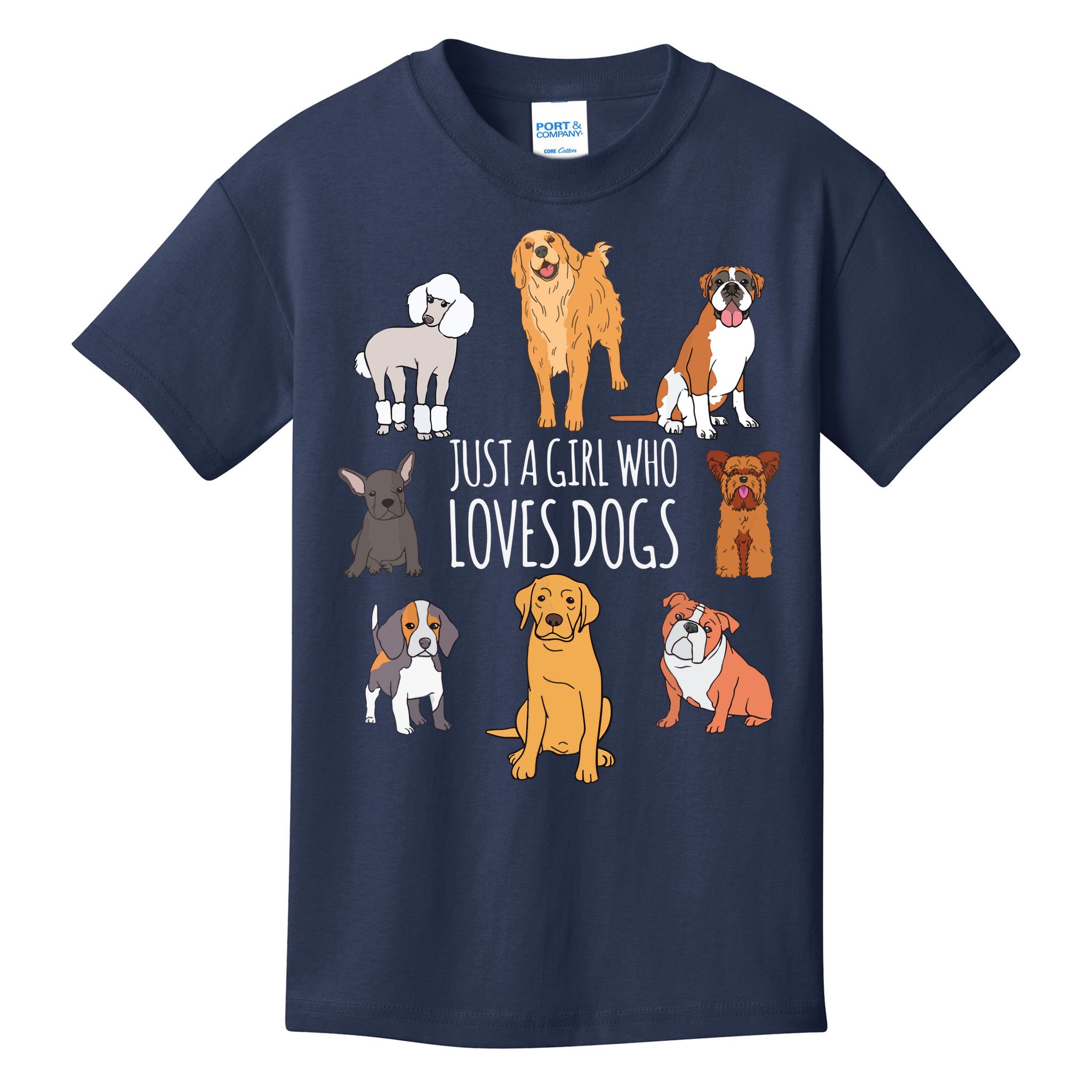 Fun Dog Puppy Lover Themed | Cute Just A Girl Who Loves Dogs Kids T-Shirt