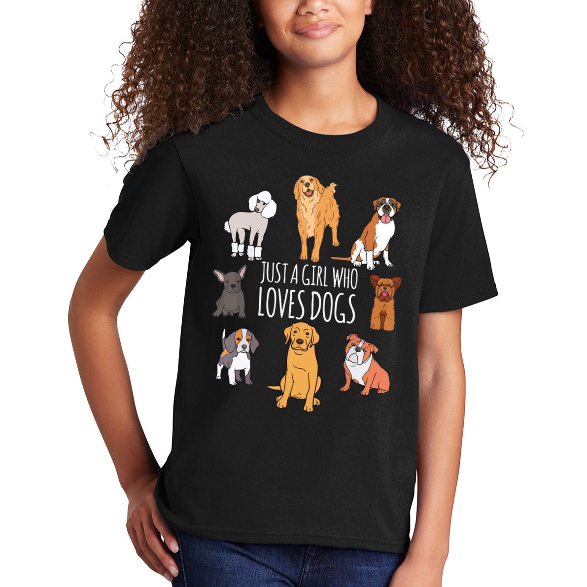 Fun Dog Puppy Lover Themed | Cute Just A Girl Who Loves Dogs Kids T-Shirt