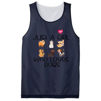 Funy Dog Puppy Lover Themed Cute Just A Girl Who Loves Dogs Mesh Reversible Basketball Jersey Tank