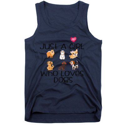 Funy Dog Puppy Lover Themed Cute Just A Girl Who Loves Dogs Tank Top