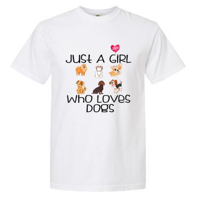 Funy Dog Puppy Lover Themed Cute Just A Girl Who Loves Dogs Garment-Dyed Heavyweight T-Shirt