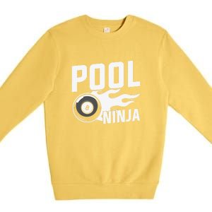 Father's Day Pool Ninja Billiards Player Gift For Dad Premium Crewneck Sweatshirt