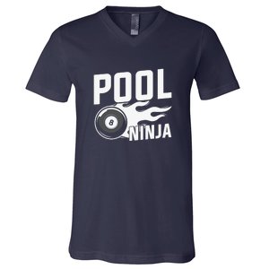 Father's Day Pool Ninja Billiards Player Gift For Dad V-Neck T-Shirt