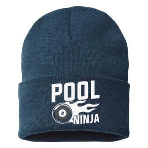 Father's Day Pool Ninja Billiards Player Gift For Dad Sustainable Knit Beanie