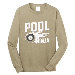 Father's Day Pool Ninja Billiards Player Gift For Dad Long Sleeve Shirt