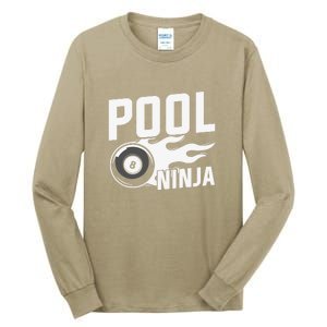 Father's Day Pool Ninja Billiards Player Gift For Dad Tall Long Sleeve T-Shirt