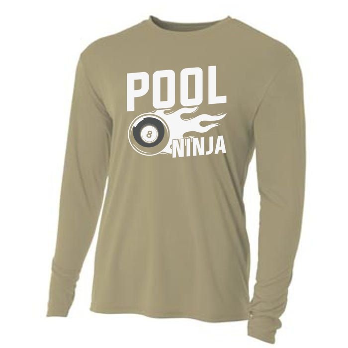 Father's Day Pool Ninja Billiards Player Gift For Dad Cooling Performance Long Sleeve Crew