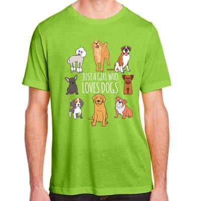 Fun Dog Puppy Lover Themed Cute Just A Girl Who Loves Dogs Cool Gift Adult ChromaSoft Performance T-Shirt