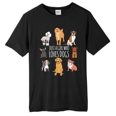 Fun Dog Puppy Lover Themed Cute Just A Girl Who Loves Dogs Cool Gift Tall Fusion ChromaSoft Performance T-Shirt