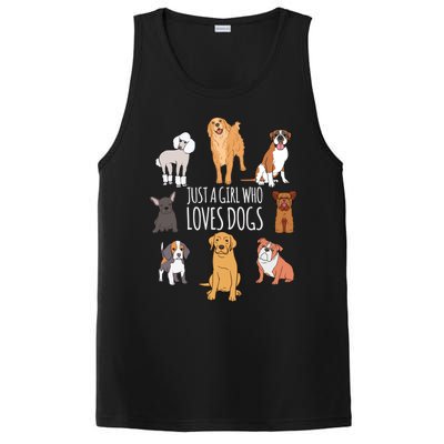 Fun Dog Puppy Lover Themed Cute Just A Girl Who Loves Dogs Cool Gift PosiCharge Competitor Tank