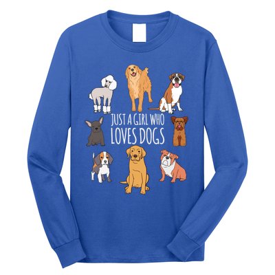 Fun Dog Puppy Lover Themed Cute Just A Girl Who Loves Dogs Cool Gift Long Sleeve Shirt