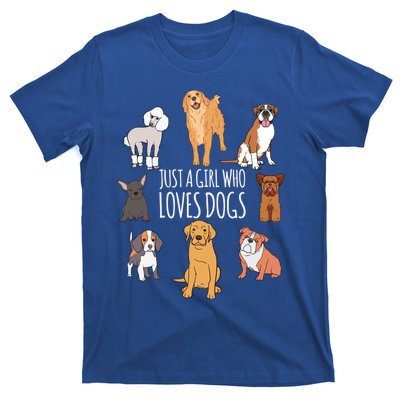 Fun Dog Puppy Lover Themed Cute Just A Girl Who Loves Dogs Cool Gift T-Shirt