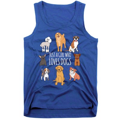 Fun Dog Puppy Lover Themed Cute Just A Girl Who Loves Dogs Cool Gift Tank Top