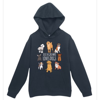 Fun Dog Puppy Lover Themed Cute Just A Girl Who Loves Dogs Cool Gift Urban Pullover Hoodie