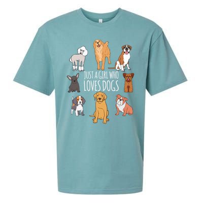 Fun Dog Puppy Lover Themed Cute Just A Girl Who Loves Dogs Cool Gift Sueded Cloud Jersey T-Shirt