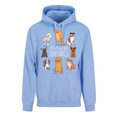 Fun Dog Puppy Lover Themed Cute Just A Girl Who Loves Dogs Cool Gift Unisex Surf Hoodie