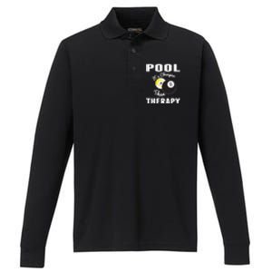 Father's Day POOL IT'S CHEAPER THAN THERAPY BILLIARDS POOL PLAYER Gift For Dad Performance Long Sleeve Polo