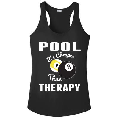 Father's Day POOL IT'S CHEAPER THAN THERAPY BILLIARDS POOL PLAYER Gift For Dad Ladies PosiCharge Competitor Racerback Tank