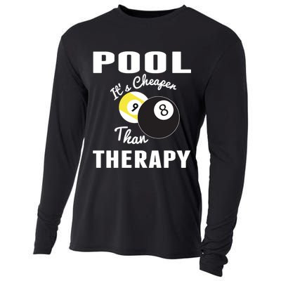 Father's Day POOL IT'S CHEAPER THAN THERAPY BILLIARDS POOL PLAYER Gift For Dad Cooling Performance Long Sleeve Crew