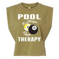 Father's Day POOL IT'S CHEAPER THAN THERAPY BILLIARDS POOL PLAYER Gift For Dad Garment-Dyed Women's Muscle Tee