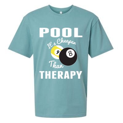 Father's Day POOL IT'S CHEAPER THAN THERAPY BILLIARDS POOL PLAYER Gift For Dad Sueded Cloud Jersey T-Shirt